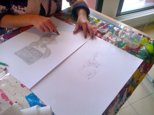 Autre étape de travail : réaliser en observant la version "masse" puis la version "fantôme" des éléments devant soi... 